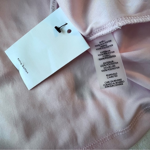 Calvin Klein NWT Pink Pleated Chiffon Sheer Sleeve Women’s Blouse Size Large - Picture 8 of 12
